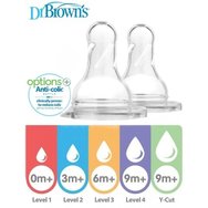 Dr. Brown\'s Natural Flow Options+ Level 3 Silicone Teat 6m+, 2 бр, Код 332ELX