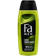 Fa Men Sport Energy Boost 3 in 1 Shower Gel for Body, Hair & Face 400ml - Мъже Освежаващ душ гел с аромат на гуарана и женшен за тяло, коса и лице Fa Men Sport Energy Boost 3 in 1 Shower Gel for Body, Hair & Face 400ml - Мъже Освежаващ душ гел с аромат на гуарана и женшен за тяло, коса и лице