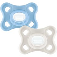 Mam Comfort Silicone Soother 3-12m 2 бр, Код 127SB - Синьо / крем - Лека ортодонтска силиконова залъгалка за правилно орално развитие