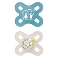 Mam Original Start Silicone Soother 0-2m Код 125SBc, 2 бр - Синьо / Сив - Малка и лека ортодонтична силиконова залъгалка с калъф за носене Mam Original Start Silicone Soother 0-2m Код 125SBc, 2 бр - Синьо / Сив - Малка и лека ортодонтична силиконова залъгалка с калъф за носене