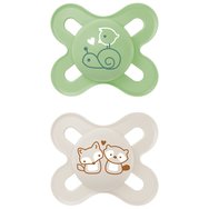Mam Original Start Silicone Soother 0-2m Код 125SBc, 2 бр - Зелено / Сив - Малка и лека ортодонтична силиконова залъгалка с калъф за носене Mam Original Start Silicone Soother 0-2m Код 125SBc, 2 бр - Зелено / Сив - Малка и лека ортодонтична силиконова залъгалка с калъф за носене