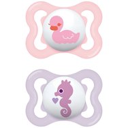 Mam Air Silicone Soother 2-6m Код 120SGc, 2 бр - розова / Люляк - Ортодонтска силиконова залъгалка, която позволява по-добра циркулация на въздуха