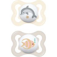 Mam Air Silicone Soother 2-6m Код 120SGc, 2 бр - крем / Сив - Ортодонтска силиконова залъгалка, която позволява по-добра циркулация на въздуха Mam Air Silicone Soother 2-6m Код 120SGc, 2 бр - крем / Сив - Ортодонтска силиконова залъгалка, която позволява по-добра циркулация на въздуха