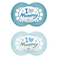Mam Orthodontic Silicone Soother 16m+ I love Mummy & Daddy 2 бр, Код 265SB2c - светло синя / Синьо - Ортодонтска силиконова залъгалка за отпускане и облекчение Mam Orthodontic Silicone Soother 16m+ I love Mummy & Daddy 2 бр, Код 265SB2c - светло синя / Синьо - Ортодонтска силиконова залъгалка за отпускане и облекчение
