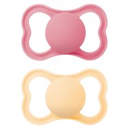 Mam Supreme Silicone Soother 6-16m Код 245SGc, 2 бр - Фуксия/ Сьомга - Ортодонтска силиконова залъгалка с калъф за носене Mam Supreme Silicone Soother 6-16m Код 245SGc, 2 бр - Фуксия/ Сьомга - Ортодонтска силиконова залъгалка с калъф за носене