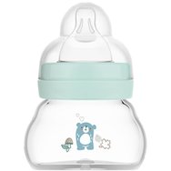 Mam Feel Good Premium Glass Bottle 0m+, 90ml, 1 бр - светло синя - Стъклена бутилка със силиконов накрайник с много ниска струя