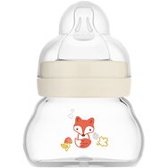Mam Feel Good Premium Glass Bottle 0m+, 90ml, 1 бр - крем - Стъклена бутилка със силиконов накрайник с много ниска струя