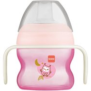 Mam Starter Cup Night Κωδ 466G 4m+, 150ml - Ροζ - Εκπαιδευτικό Ποτηράκι για Βρέφη με Αντιολισθητικά Χερούλια που Λάμπουν στο Σκοτάδι & Στόμιο Ειδικά Σχεδιασμένο Ενάντια των Διαρροών με Πολύ Μαλακή Επιφάνεια