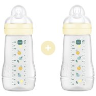 Mam Promo Easy Active Baby Bottle 2m+, Код 363SUc 270ml, 2 бр - Жълто - Полипропиленова бутилка със силиконов биберон със среден дебит Mam Promo Easy Active Baby Bottle 2m+, Код 363SUc 270ml, 2 бр - Жълто - Полипропиленова бутилка със силиконов биберон със среден дебит