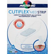 Master Aid Cutiflex Med Waterproof Strips 86x39mm 10 бр - Залепващи подложки Водоустойчиви Master Aid Cutiflex Med Waterproof Strips 86x39mm 10 бр - Залепващи подложки Водоустойчиви