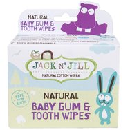Jack n' Jill Natural Baby Gum & Tooth Wipes Бебешки кърпички, които осигуряват безопасно и нежно почистване на устата на бебето, подходящи от раждането, 25 броя