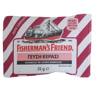 Fisherman's Friend Cherry Candies 25g - Бонбони без захар с аромат на ментол, които облекчават дискомфорта в гърлото, освежават & успокояват кашлицата, с вкус на череша