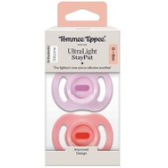 Tommee Tippee Ultrta Light Stay Put Orthodontic Silicone Soother 0-6m+, 2 бр - Розово / Люляк