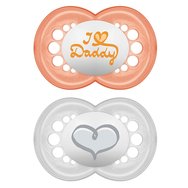 Mam I Love Mummy & Daddy Silicone Soother Код 170S 6m+ 2 броя - оранжево/ сиво - Ортодонтска силиконова залъгалка от 6+ месеца