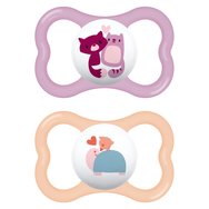 Mam Air Silicone Soother Код 275S 2 части - лилаво/ оранжево - Ортодонтска силиконова залъгалка от 16+ месеца