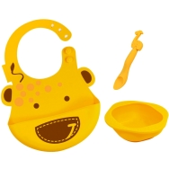 Marcus & Marcus Baby Feeding Set Giraffe Комплект храна за жирафи, с лигавник, купичка и лъжица в оранжев цвят