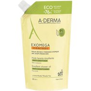 A-Derma Exomega Control Anti-Scratching Emolient Shower Oil Refill 500ml - Почистващо масло за тяло, подходящо за суха кожа, склонна към атопия