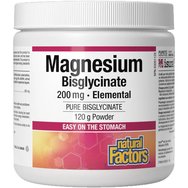 Natural Factors Magnesium Bisglycinate 200mg, 145g - Магнезиева хранителна добавка във високо бионалична диглицинатна форма, нежна към стомаха, успокоява нервната система, помага с психологията и добро здраве на костите и мускулите на прах Natural Factors Magnesium Bisglycinate 200mg, 145g - Магнезиева хранителна добавка във високо бионалична диглицинатна форма, нежна към стомаха, успокоява нервната система, помага с психологията и добро здраве на костите и мускулите на прах