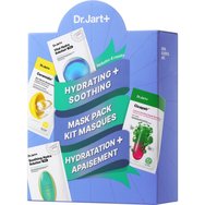 Dr.Jart+ Promo Hydrating & Soothing Mask Kit, Ceramidin Skin Barrier Moisturizing & Cicapair Intensive Soothing Repair Serum & Vital Hydra Solution Pro & Soothing Hydra Solution Pro Mask 4 бр - Маски за лице, обогатени с мощни съставки за хидратиране, успокояване, укрепване на защитната бариера и намаляване на видимото зачервяване