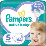 Pampers Active Baby No5 (11-16kg) Giant Pack 64 пелени Pampers Active Baby No5 (11-16kg) Giant Pack 64 пелени