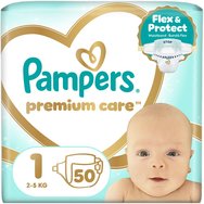 Pampers Premium Care Νο1 Newborn (2-5kg) 50 пелени Pampers Premium Care Νο1 Newborn (2-5kg) 50 пелени