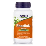 Now Foods Rhodiola 500mg Хранителна добавка за стимулиране на тялото поради интензивна умствена работа и умора 60veg.caps
