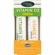 Power Health Promo Vitamin D3 2000iu Stevia 20 Effer.tabs & Vitamin C 500mg 20 Effer.tabs 1+1 Gift - Vitamin Nutrition Supplement D3 for Calcium Absorption & Vitamin C for Strengthening the Defense of the Organization