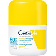Cerave Invisible Hydrating Fluid Spf50 Sunscreen 50ml - Слънцезащитен крем за лице с висока степен на защита за нормална до суха кожа с 3 основни керамида и ниацинамид