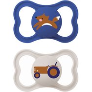 Mam Supreme Silicone Soother 16m+, 2 броя, код 295SBc - Тъмносиньо / Сиво