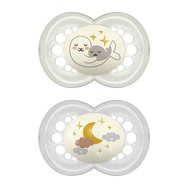 Mam Original Night Silicone Soother 16m+, 2 бр. Код 260S - Кремаво / Сиво