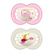 Mam Original Night Silicone Soother 16m+, 2 броя, код 260S - розово - бяло 2