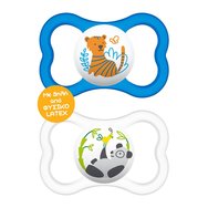 Mam Air Latex Soother 16m+ Код 276L 2 бр. - сини / прозрачни - Ортодонтска залъгалка със зърно от естествен каучук