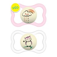Mam Supreme Night Silicone Soother 16m+, 2 Парчета, Код 298S - Розово / Прозрачно