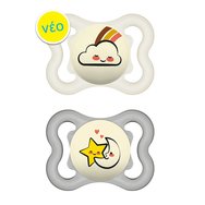 Mam Supreme Night Silicone Soother 2-6m 2 Парчета, Код 148S - Бяло / Сиво