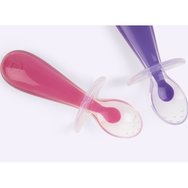 Munchkin Gentle Scoop Training Silicone Spoons 6m+, 2 части - Фуксия / Лилаво
