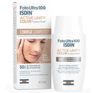 Isdin Foto Ultra 100 Active Unify Color Fusion Fluid Spf50+, 50ml - Много висока защита Ултра-висока защита Ултра-течен слънцезащитен лосион за лице за мек и гладък тен на кожата