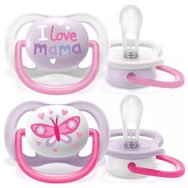 Avent Ultra Air Happy 0-6m SCF080/02 Maximum Airflow Soother 2 Части - Бяло/Лилаво - Лека силиконова залъгалка за облекчение и комфорт