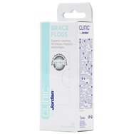 Jordan Clinic Brace Floss 50 бр - Издръжлив конец за зъби с твърд връх, идеален за скоби, импланти и мостове
