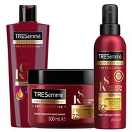 TRESemme PROMO PACK Keratin Smooth Colour Shampoo 400ml, Shine Mask With Marula Oil 300ml & Protect Spray 200ml TRESemme PROMO PACK Keratin Smooth Colour Shampoo 400ml, Shine Mask With Marula Oil 300ml & Protect Spray 200ml
