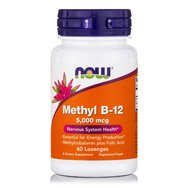 Now Foods Methyl B-12 5.000 mcg (Methylcobalamin) Хранителна добавка за нормалната функция на мозъка 60 Lozenges