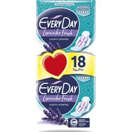 Every Day Fresh Normal Ultra Plus Value Pack 18 бр - Тънки подложки с нормална дължина със защитни крила за нисък и среден поток Every Day Fresh Normal Ultra Plus Value Pack 18 бр - Тънки подложки с нормална дължина със защитни крила за нисък и среден поток