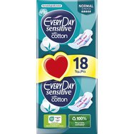 Every Day Sensitive Normal Ultra Plus 18 бр - Ултратънки превръзки с памучно покритие за ежедневна защита при нормален поток Every Day Sensitive Normal Ultra Plus 18 бр - Ултратънки превръзки с памучно покритие за ежедневна защита при нормален поток