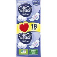 Every Day Sensitive Super Ultra Plus Value Pack Много тънки дамски превръзки с памучно покритие, за много голям поток 18 броя