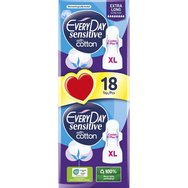 Every Day Sensitive Extra Long XL Value Pack Много тънки памучни салфетки, идеални за голям поток 18 броя