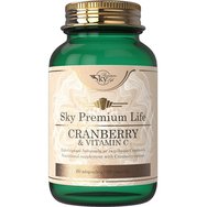 Sky Premium Life Cranberry & Vitamin C 60caps - Екстракт от червена боровинка и витамин C - хранителна добавка за лечение на инфекции на пикочните пътища и засилване на имунната система