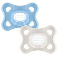 Mam Comfort Silicone Soother 0-3m 2 Τεμάχια, Κωδ 126SB - Μπλε / Κρεμ - Лека ортодонтска силиконова залъгалка за правилно развитие на устната кухина, идеална за новородени