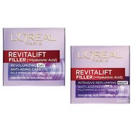 L'Oreal Paris PROMO PACK Revitalift Filler Night Cream 50ml & Revitalift Filler Day Cream 50ml - Нощен крем против стареене и дневен крем против стареене L'Oreal Paris PROMO PACK Revitalift Filler Night Cream 50ml & Revitalift Filler Day Cream 50ml - Нощен крем против стареене и дневен крем против стареене