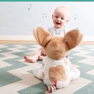 Zazu Peek a Boo Soft Toy Danny Плюшено музикално куче с люлеещи се уши, от 0 месеца