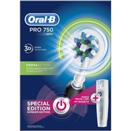 Oral B Pro 750 CrossAction Limited Edition Black & Bonus Tarvel CaseTройно действие дълбоко почистване и таймер 2 скорости.