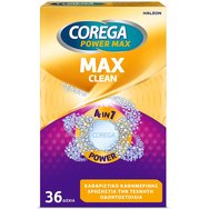 Corega Power Max Clean 4in1 Power Таблетки за почистване на протези с по-активен кислород за по-ефективно премахване на петна и бактерии 36 таблетки